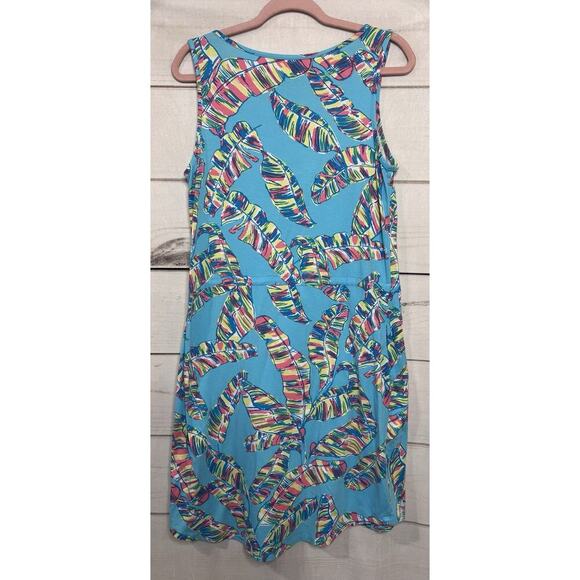 Talbots Size SM Dress Stretchy Tropical Light Blue Pockets - Picture 4 of 4